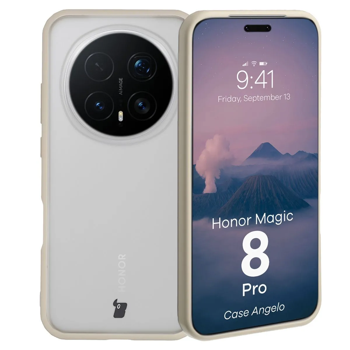 Etui Bizon Angelo do Honor Magic8 Pro Beżowy