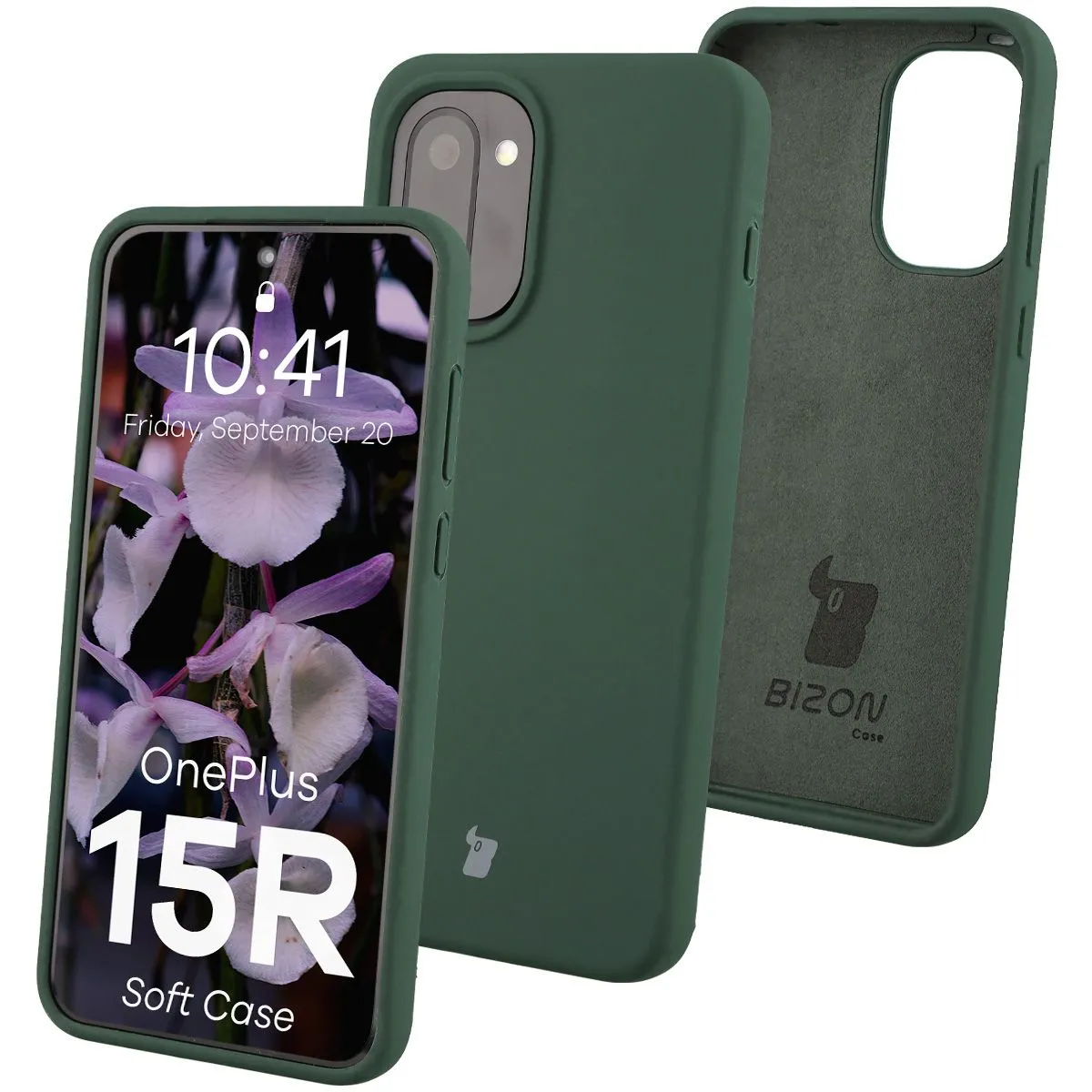 Etui Bizon Soft do OnePlus 15R Ciemnozielony