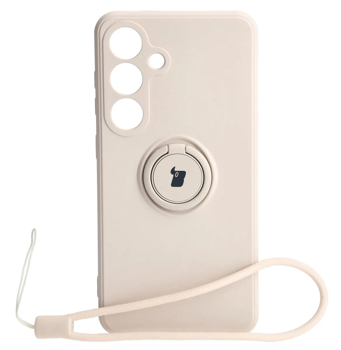 Etui Bizon Silicone Ring Sq do Galaxy A24 4G Beżowy