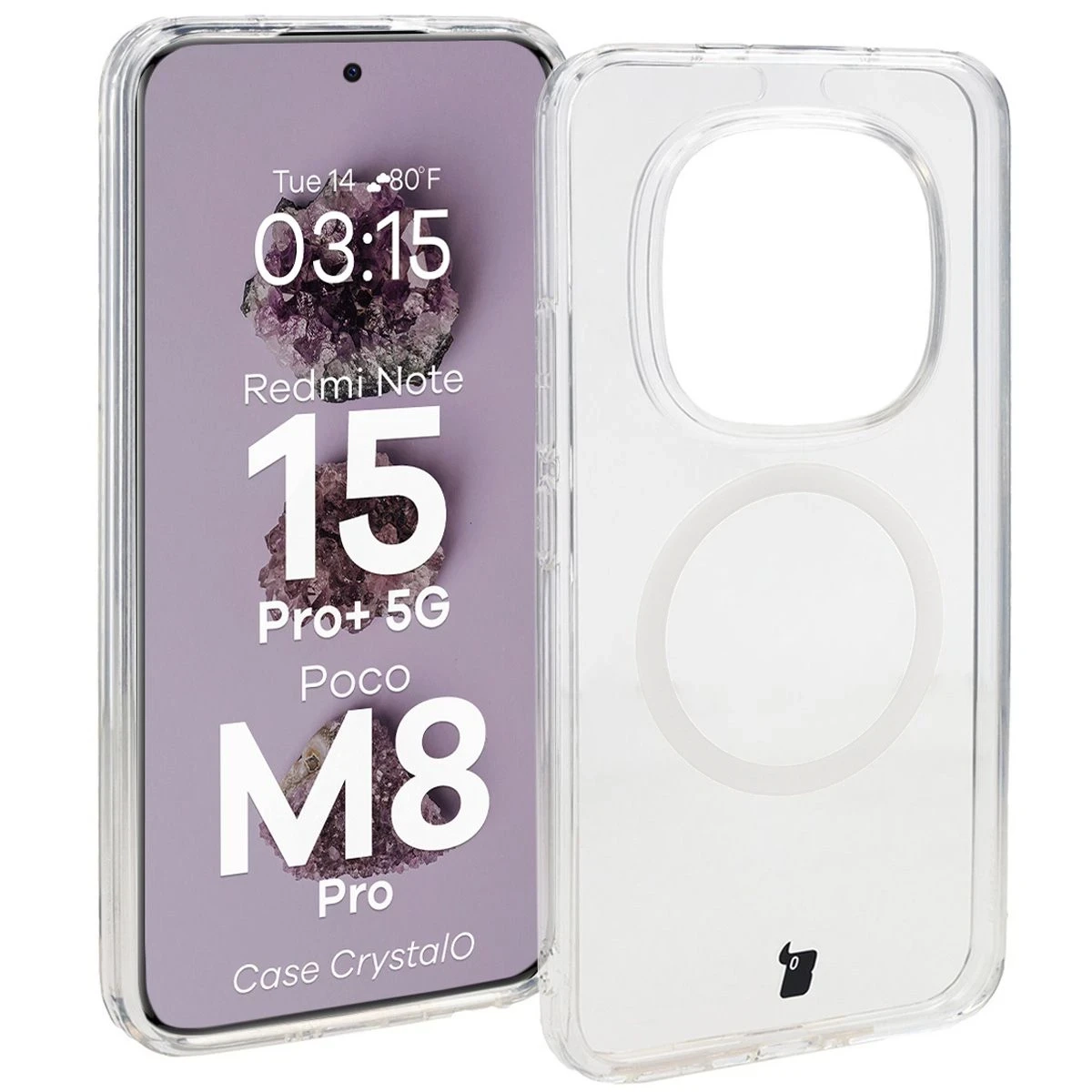 Etui Bizon CrystalO do Xiaomi Redmi Note 15 Pro Plus 5G Przezroczysty