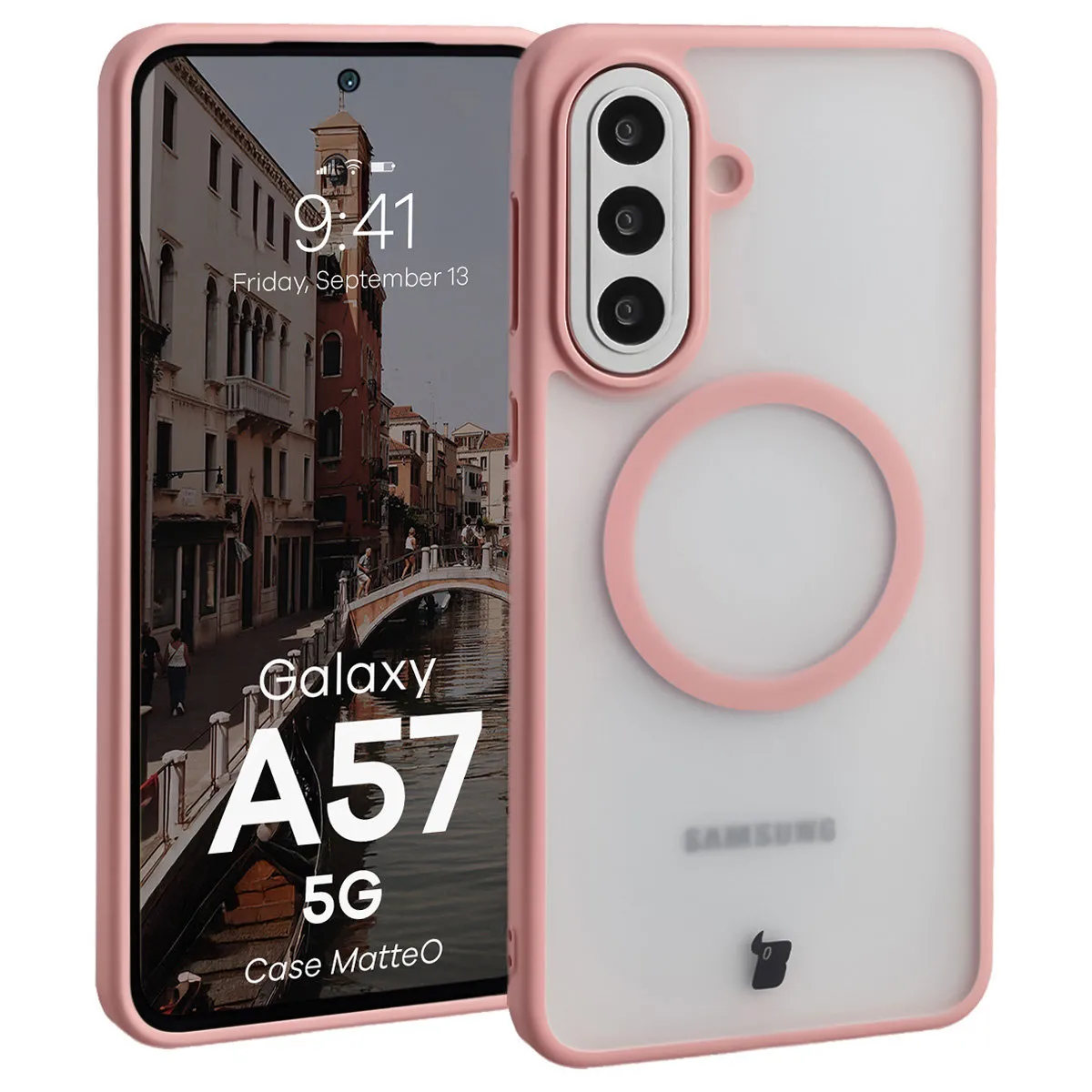 Etui Bizon MatteO do Galaxy A57 5G Jasnoróżowy