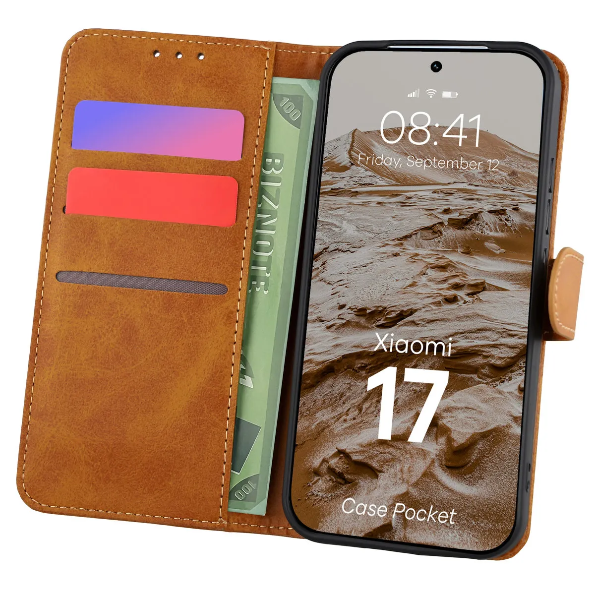 Etui Bizon Pocket do Xiaomi 17 Brązowy