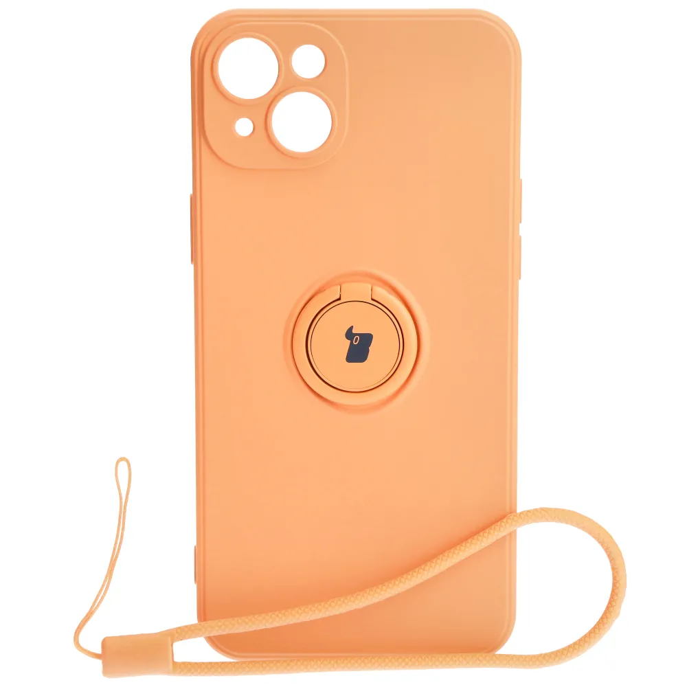 Etui Bizon Silicone Ring Sq do iPhone 15 Plus Pomarańczowy