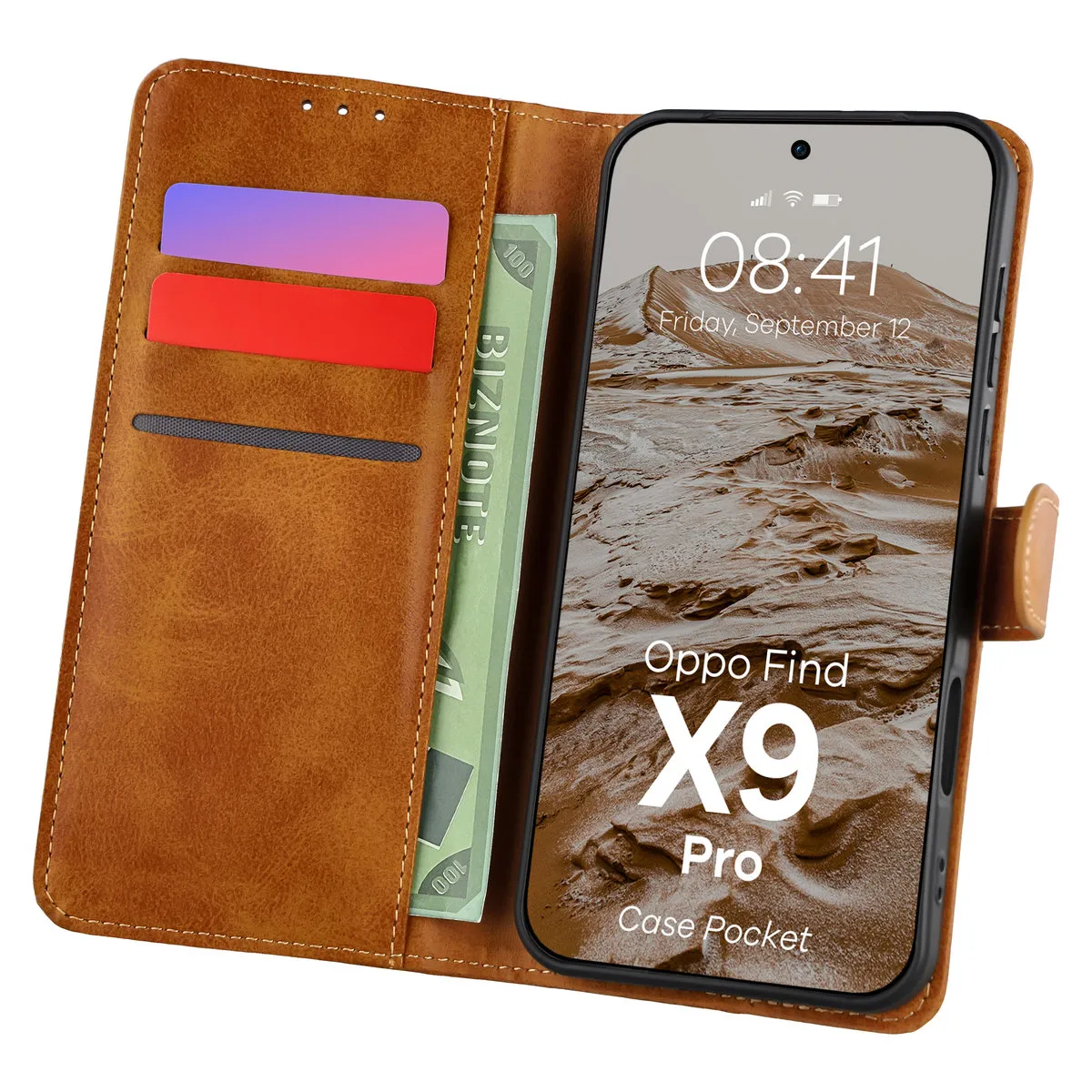 Etui Bizon Pocket do Oppo Find X9 Pro Brązowy