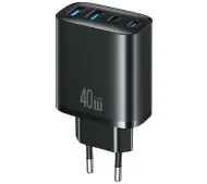 USAMS T70 2x USB-A 2x USB-C 40W Czarny
