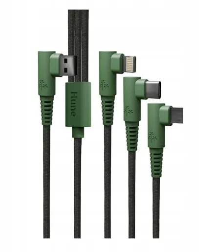 Kabel Hune AT-ACC-CA-362 3w1 USB-A - USB-C/Lightning/microUSB 1,2m Zielony