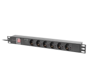 Lanberg RACK PDU 19" 1U 10A 6x Schuko C14 Czarny 2m