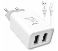 Vayox VA0052micro 2x USB-A 2.1A Biały + kabel microUSB 1m