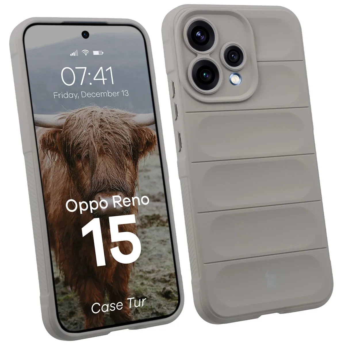 Etui Bizon Case Tur do Oppo Reno 15 Jasnoszary