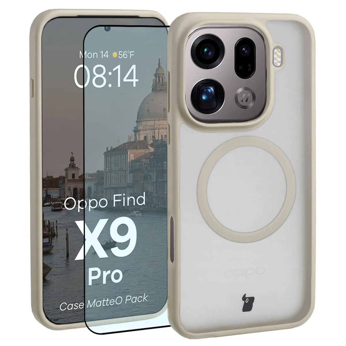 Szkło hartowane Bizon MatteO Pack do Oppo Find X9 Pro Beżowy