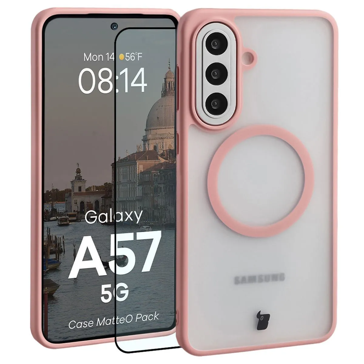 Szkło hartowane Bizon MatteO Pack do Galaxy A57 5G Jasnoróżowy