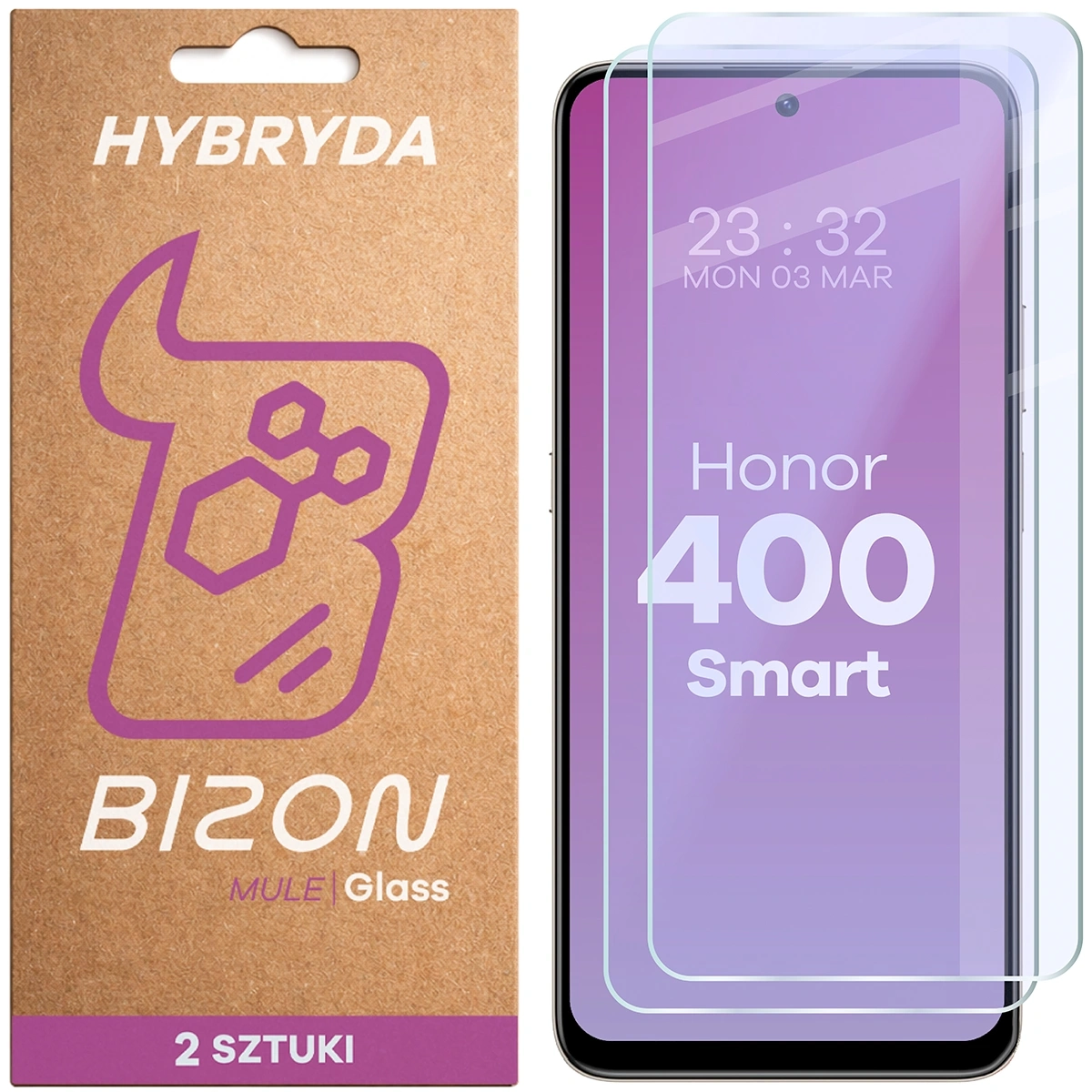 Szkło hybrydowe Bizon elastyczne Glass Mule Duo do Honor 400 Smart 2 sztuki