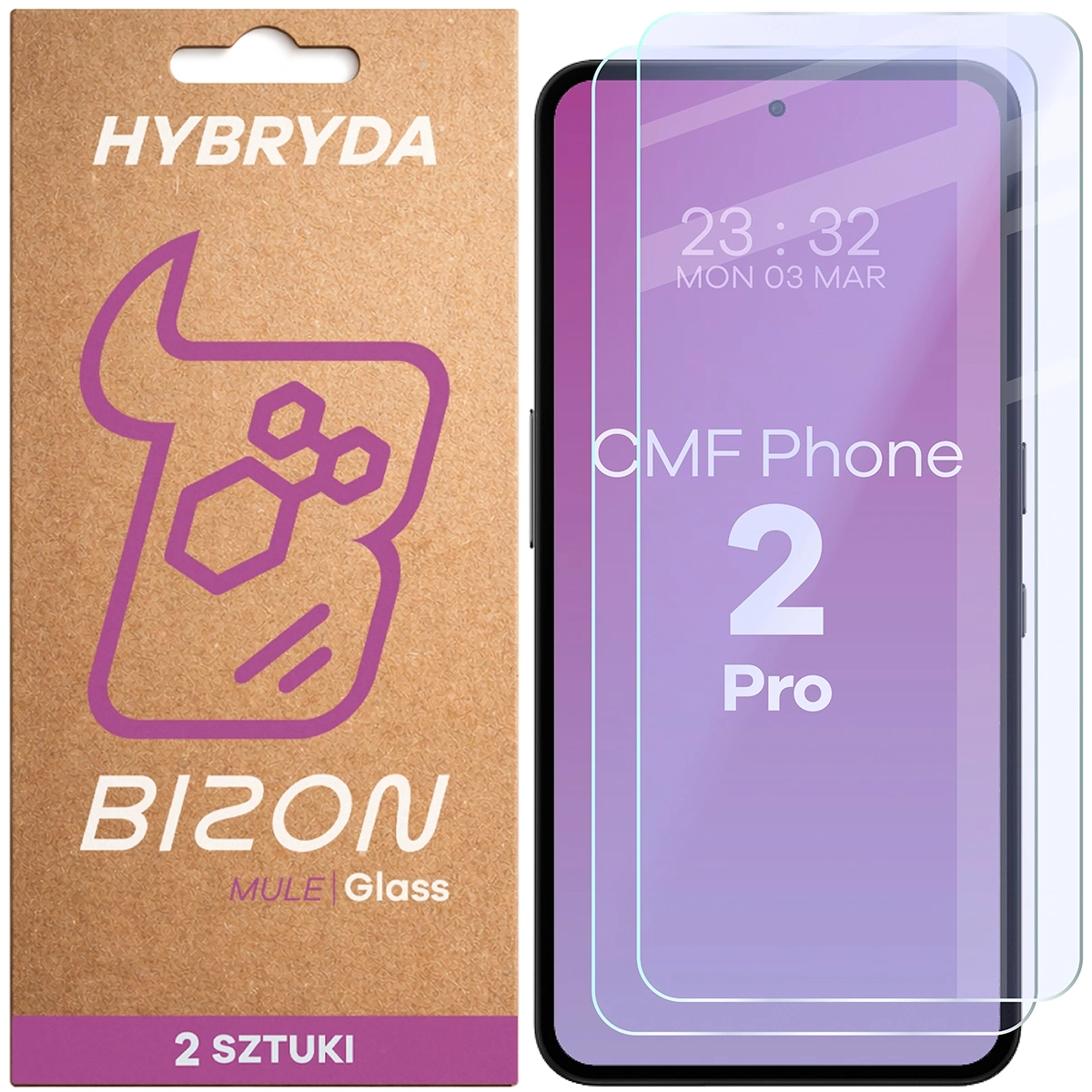 Szkło hybrydowe Bizon elastyczne Glass Mule Duo do Nothing CMF Phone 2 Pro 2 sztuki
