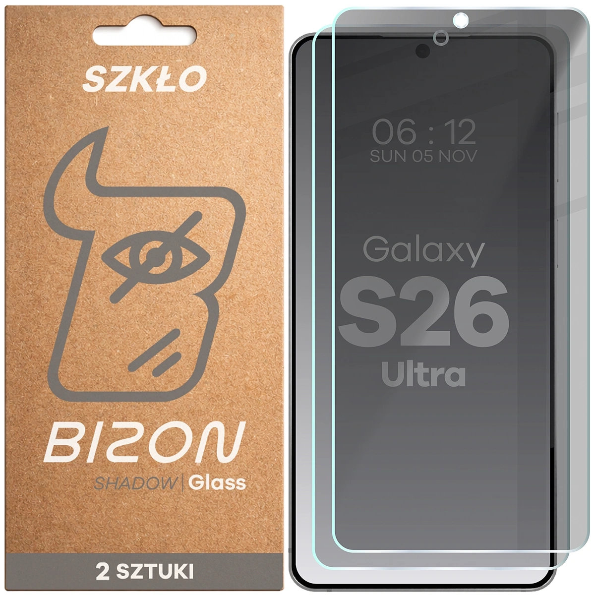 Szkło hartowane Bizon prywatyzujące Glass Clear Shadow Duo do Galaxy S26 Ultra 2 sztuki