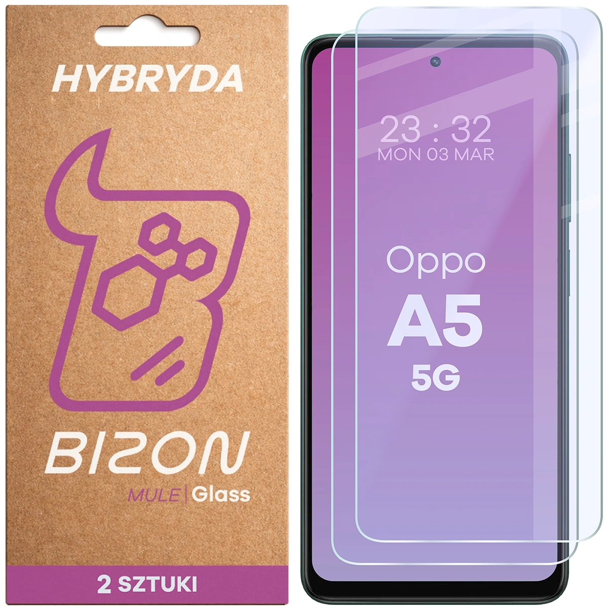 Szkło hybrydowe Bizon elastyczne Glass Mule Duo do Oppo A5 5G 2 sztuki
