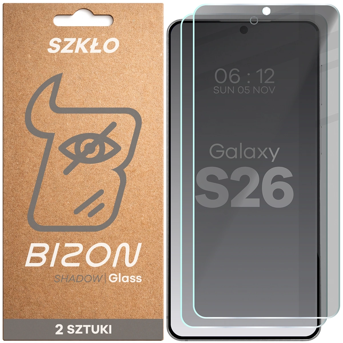 Szkło hartowane Bizon prywatyzujące Glass Clear Shadow Duo do Galaxy S26 2 sztuki