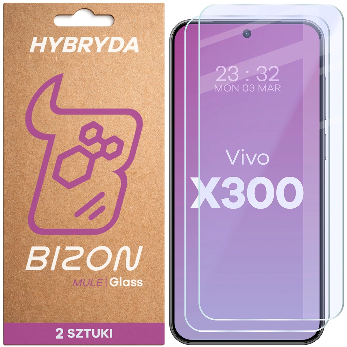 Szkło hybrydowe Bizon elastyczne Glass Mule Duo do Vivo X300 2 sztuki