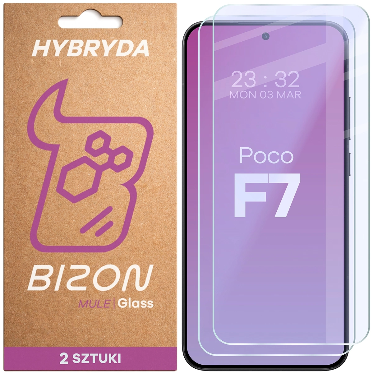Szkło hybrydowe Bizon elastyczne Glass Mule Duo do Xiaomi POCO M7 5G 2 sztuki