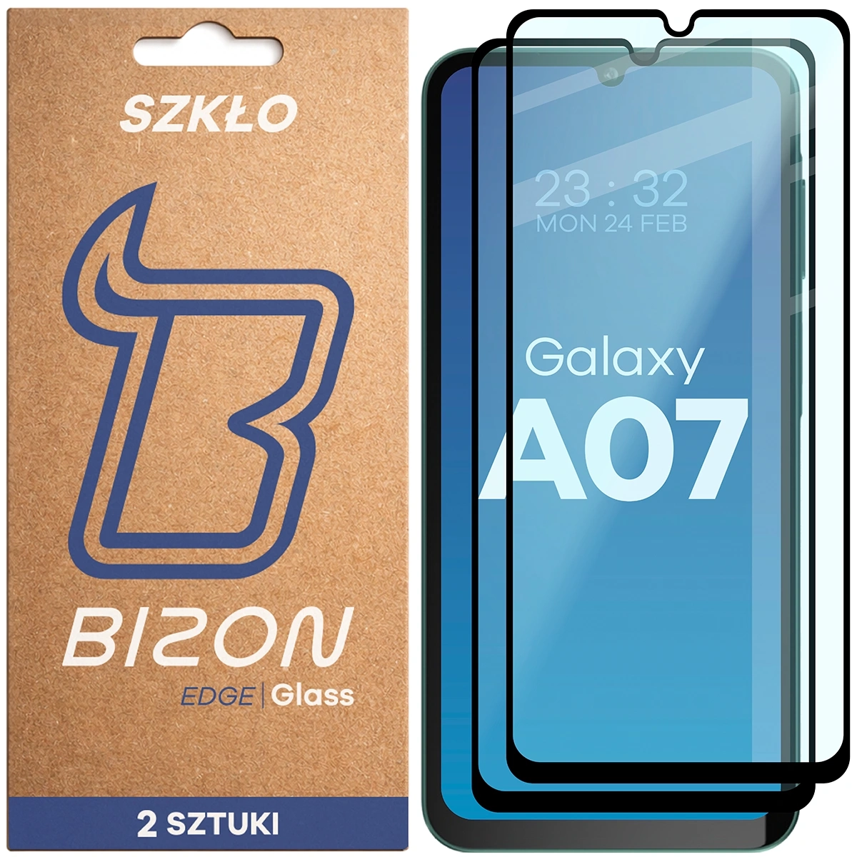 Szkło hartowane Bizon z ramką Glass Edge Duo do Galaxy A07 4G / 5G 2 sztuki