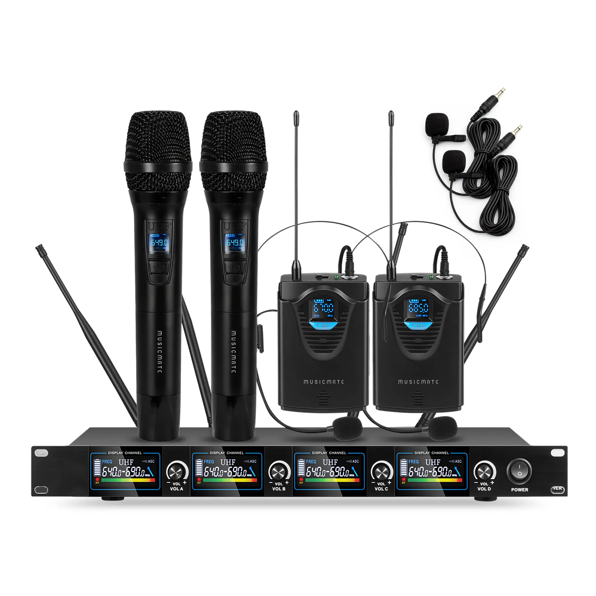 Musicmate Zestaw mikrofonowy MM-800 AirStage Dynamiczny Bezprzewodowy Czarny