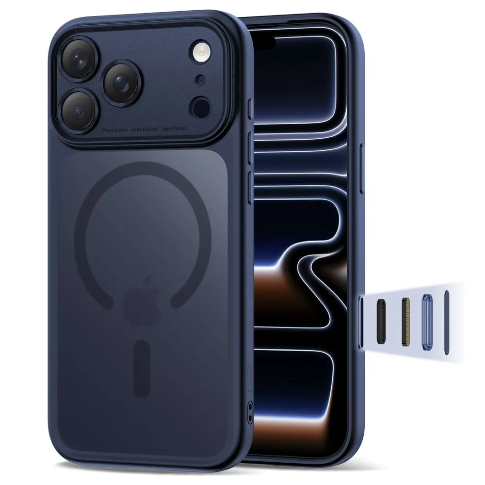 Etui Tech-Protect Magpeak MagSafe CC do iPhone 17 Pro Granatowy