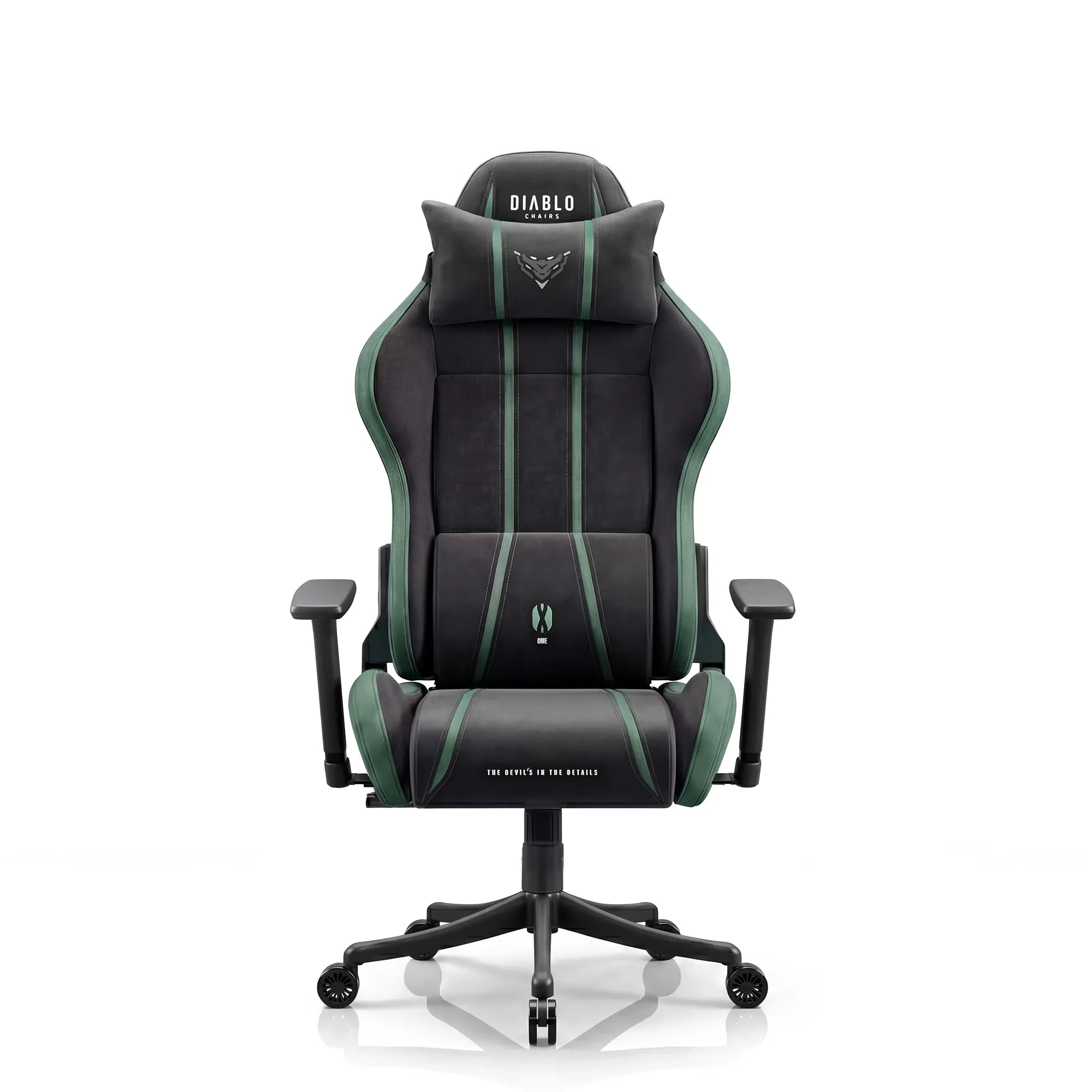 Fotel Diablo Chairs X-One 2.0 Normal Forest Green Gamingowy do 140kg Tkanina Czarno-Zielony
