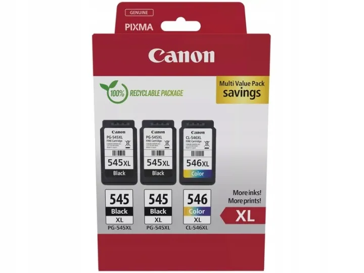 Zestaw tuszów Canon PG-545XL / CL-546XL Czarny 2x 15 ml Kolorowy 13 ml