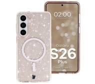 Bizon Case SparklO do Galaxy S26 Plus Przezroczysto-Jasnopomarańczowe Z Brokatem