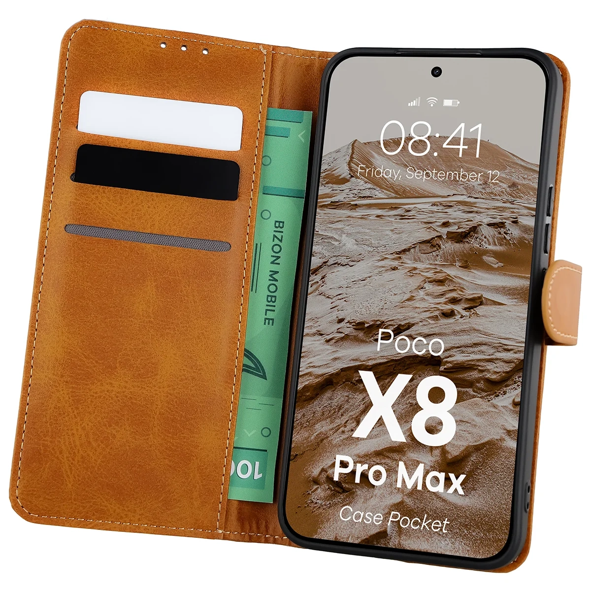 Etui Bizon Case Pocket do Xiaomi POCO X8 Pro Max Brązowy