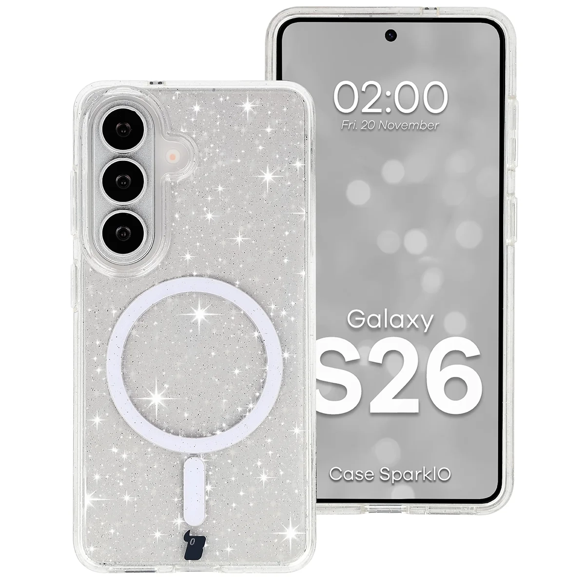 Etui Bizon Case SparklO do Galaxy S26 Przezroczyste z Brokatem