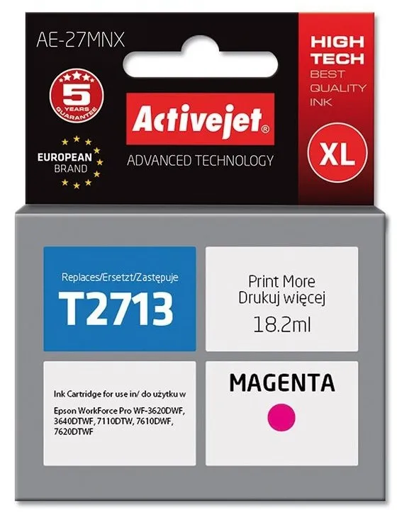 Tusz ActiveJet AE-27MNX (zamiennik 27XL T2713) Purpurowy 18 ml