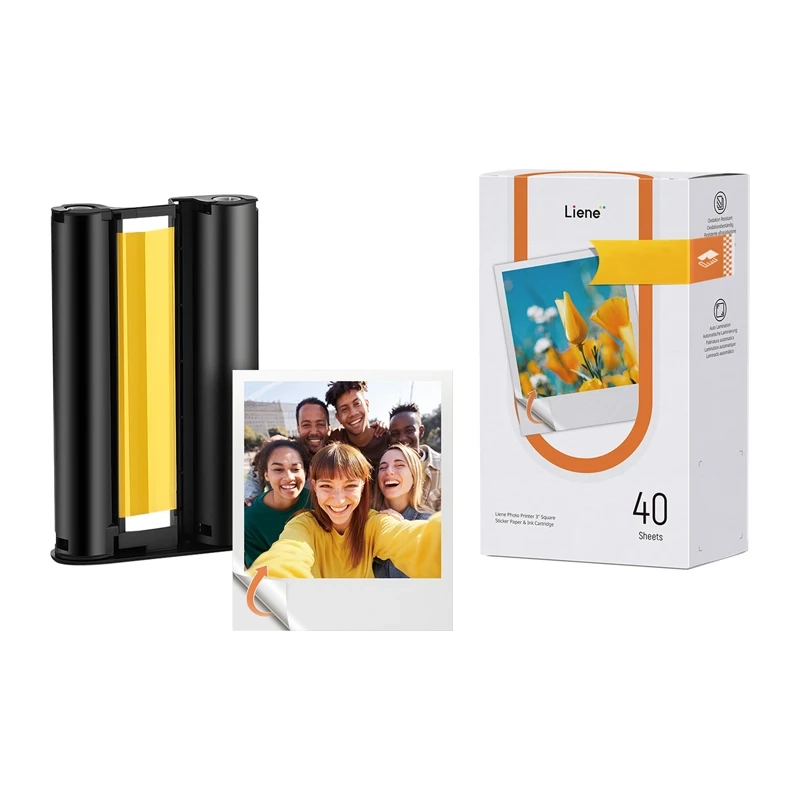 Papier fotograficzny Liene Amber 3x3" samoprzylepny 40 Arkuszy + 1 Wkład