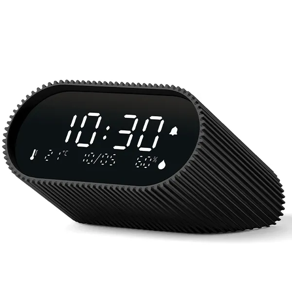 Budzik Lexon Ray Clock Black LR155MN3 z czujnikiem temperatury i wilgotności Czarny