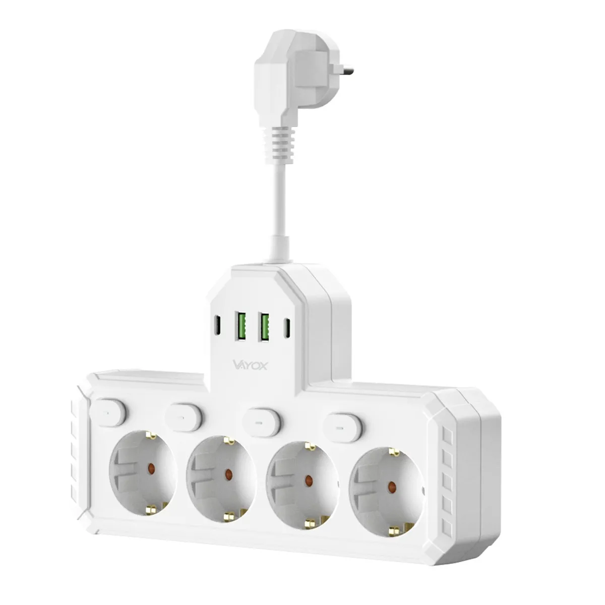 Listwa Vayox VA0470W 2x USB-A 2x USB-C 4 gniazda 0,1m Biały