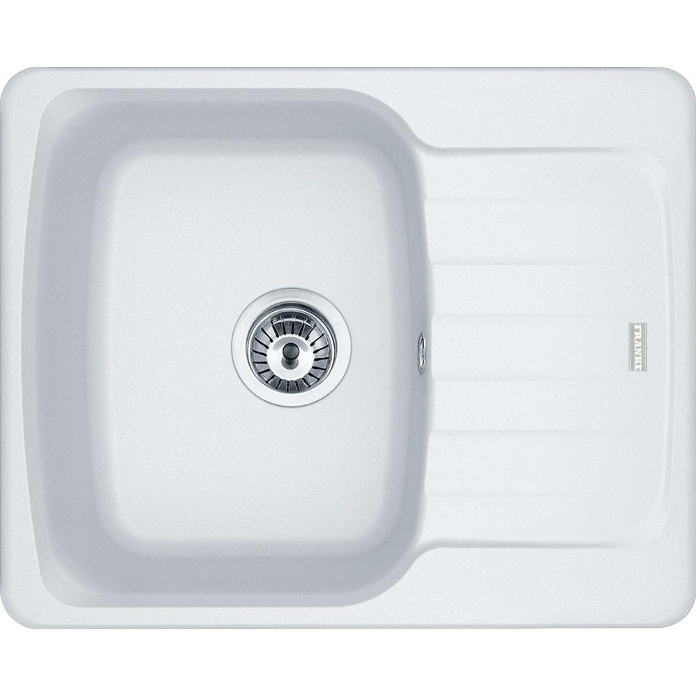 Zlewozmywak Franke Antea AZG 611-62 - biały polarny - granitowy - wpuszczany w blat - ociekacz