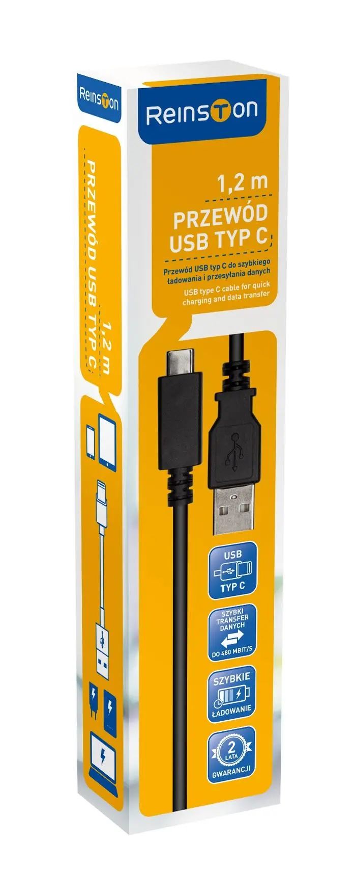 Kabel Reinston EKT14 USB-C 1,2m Czarny