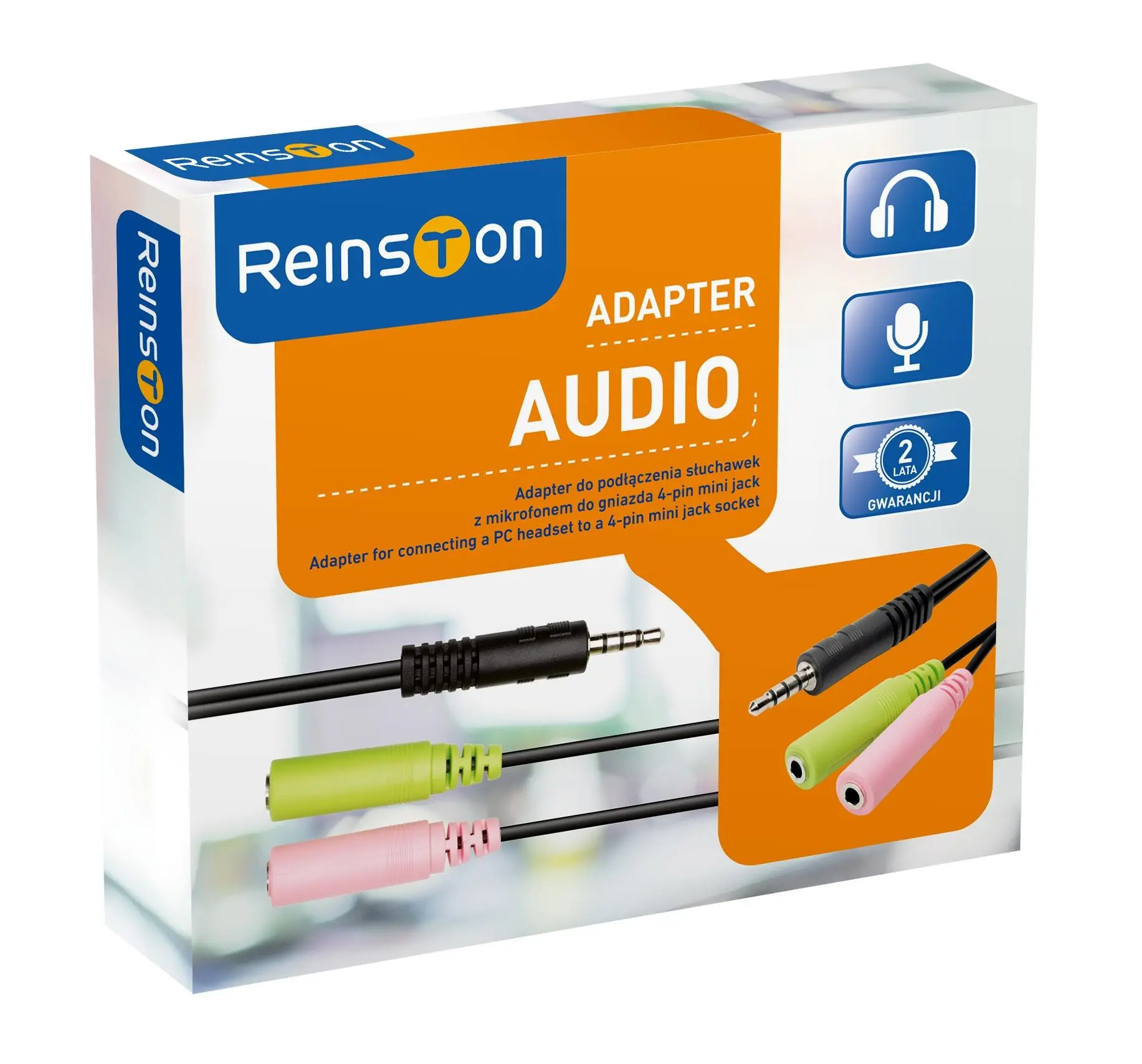 Adapter Reinston EKK14 jack 3,5 mm na 2x jack 3,5 mm