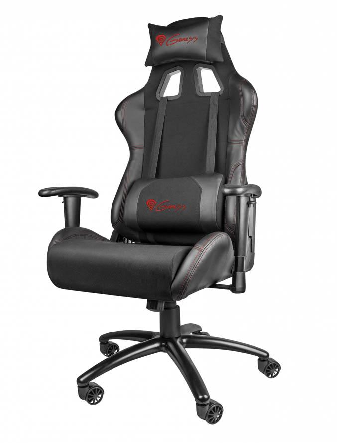 Fotel Genesis Nitro 550 - gamingowy - czarny - skóra ECO - tkanina - do 150kg