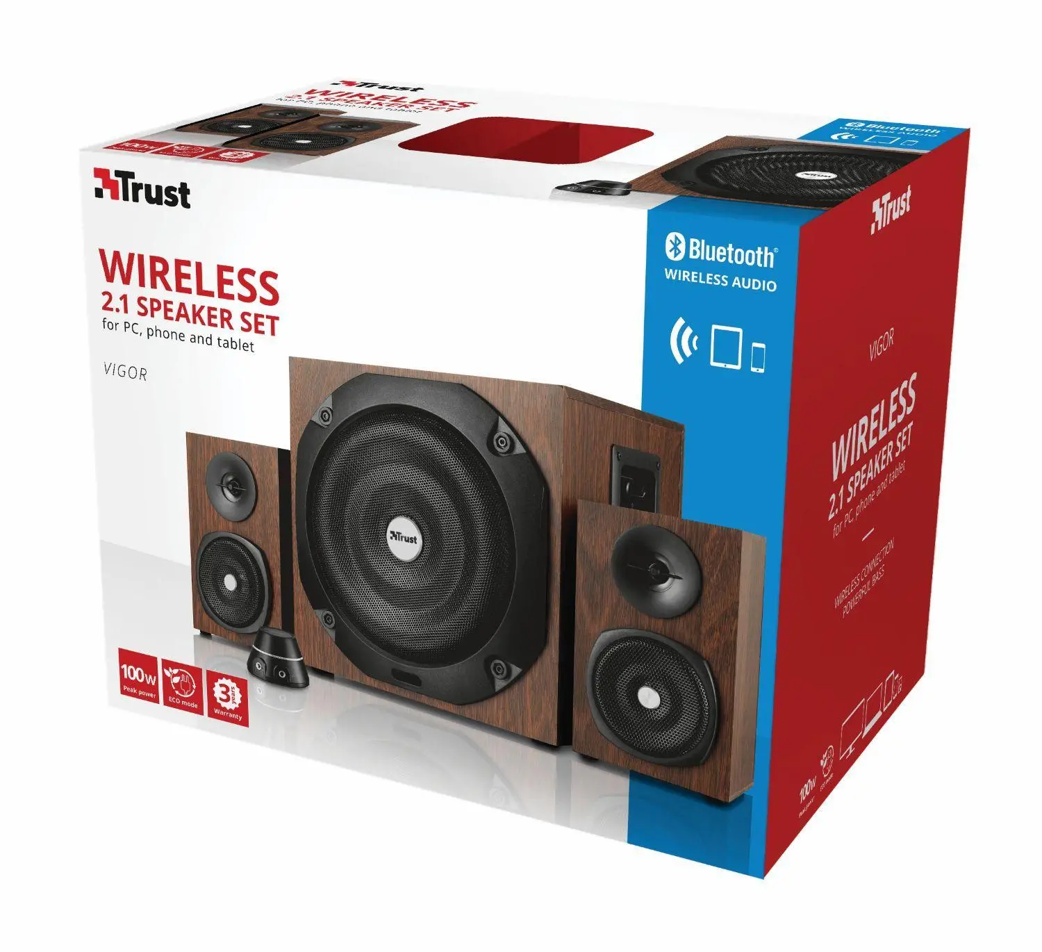 Głośniki Trust Vigor Wireless 2.1 Bluetooth Czarno-brązowy