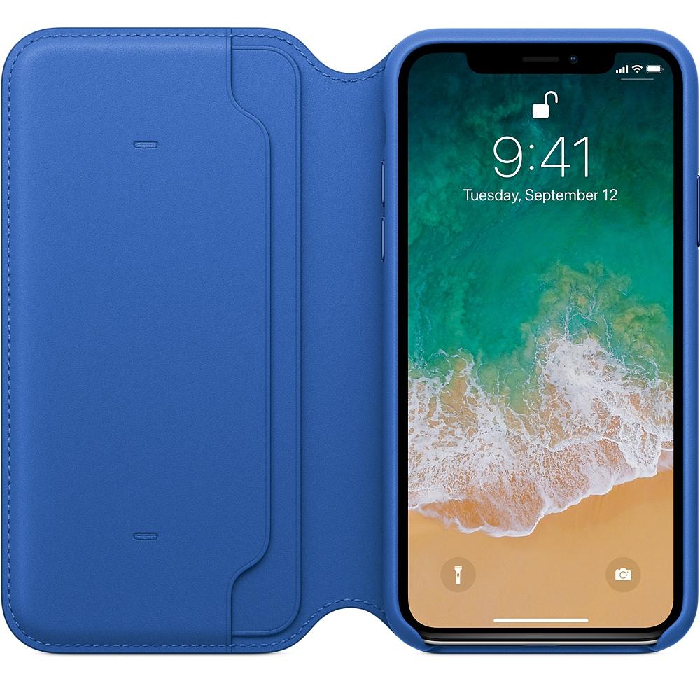 Etui Apple Leather Folio do iPhone X MRGE2ZM/A (ostry błękit)