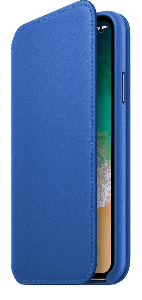Etui Apple Leather Folio do iPhone X MRGE2ZM/A (ostry błękit)
