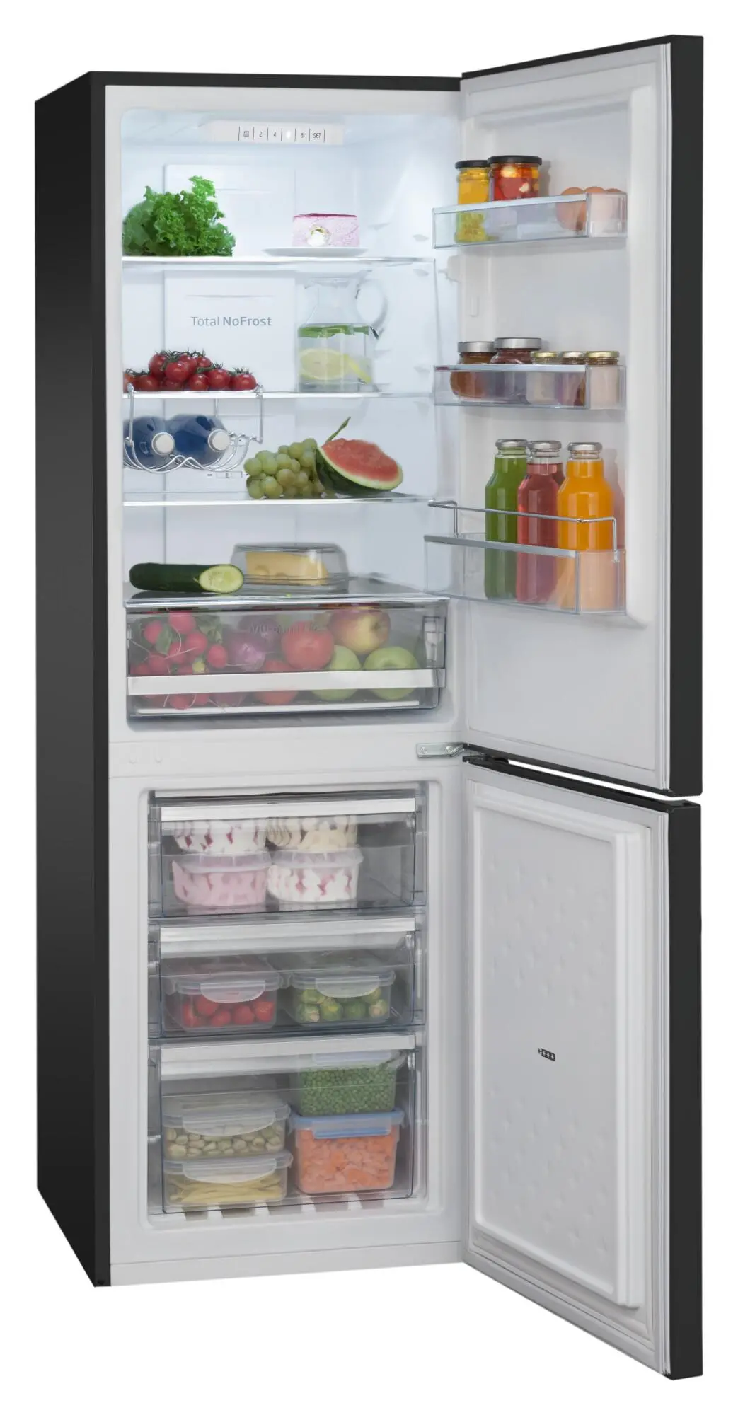 Lodówka Amica FK2695.4FTHAA Pełny No Frost 170cm Czarny Inox