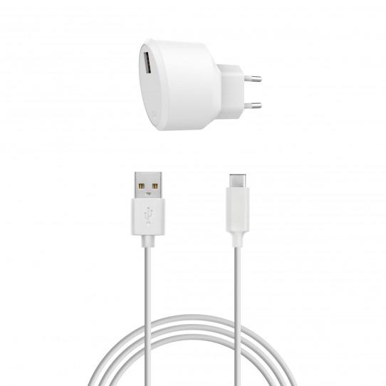 Xqisit Travel Charger 2,4A USB-USB-C (biały)