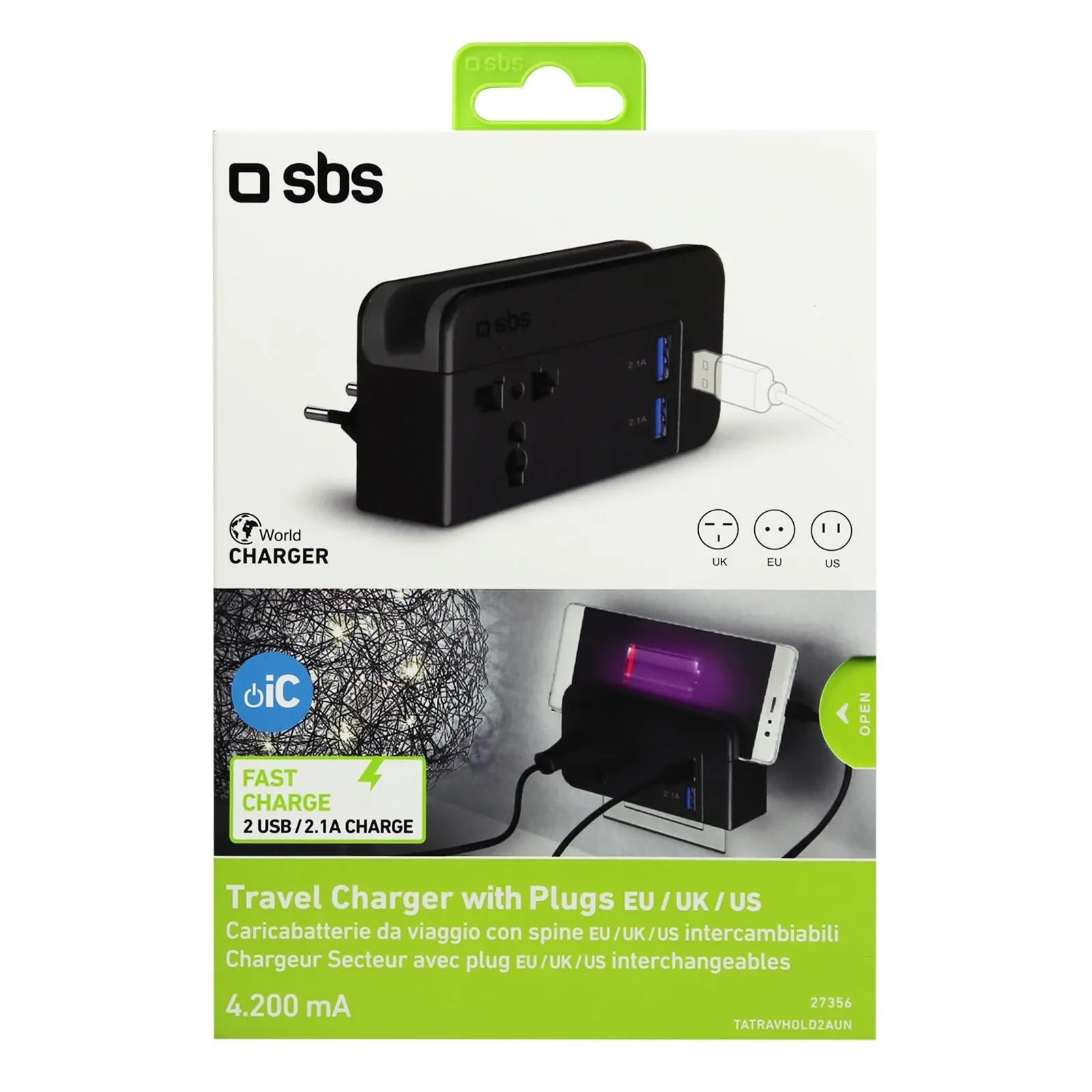 Ładowarka sieciowa SBS TATRAVHOLD2AUN Ładowarka sieciowa / ADAPTER US/EU/UK