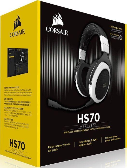 Słuchawki bezprzewodowe z mikrofonem Corsair HS70 Wireless Gaming Headset CA-9011177-EU - biały