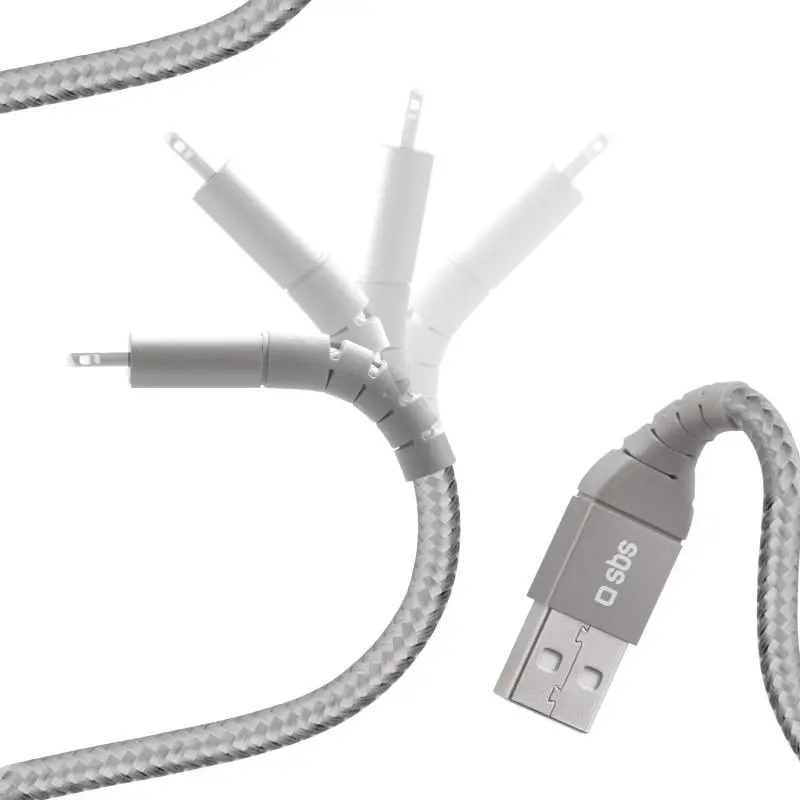 Kabel SBS LIGHTNING USB UNBREAKABLE METAL 1m Szary