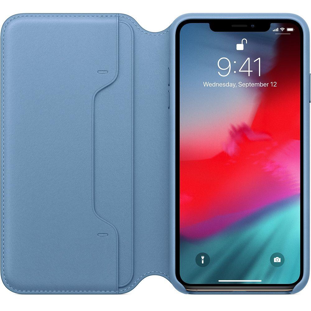 Etui Apple Leather Folio do iPhone Xs Max MRX52ZM/A (szary błękit)