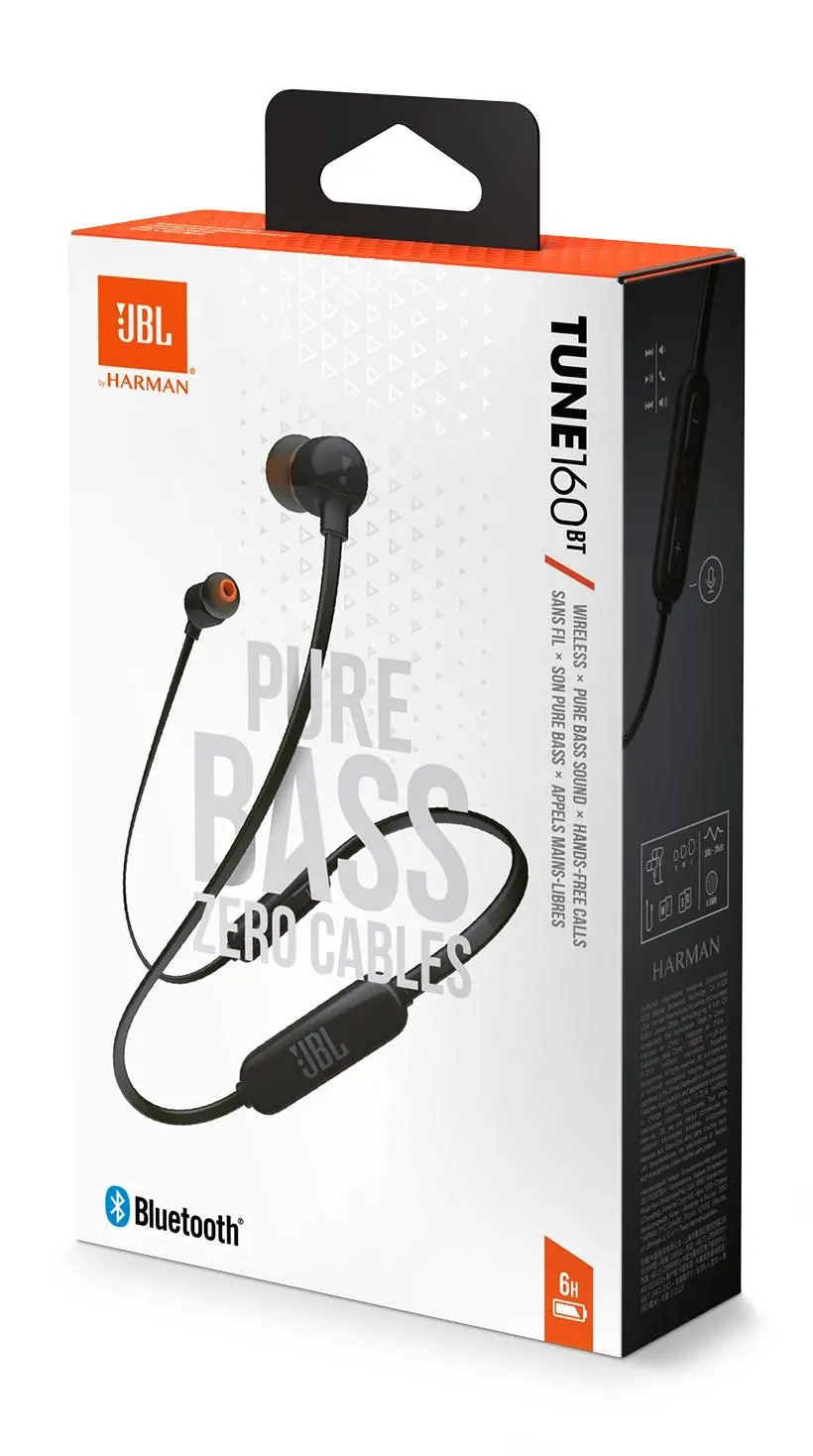 Słuchawki bezprzewodowe JBL Tune 160BT Dokanałowe Bluetooth 4.0 Czarny