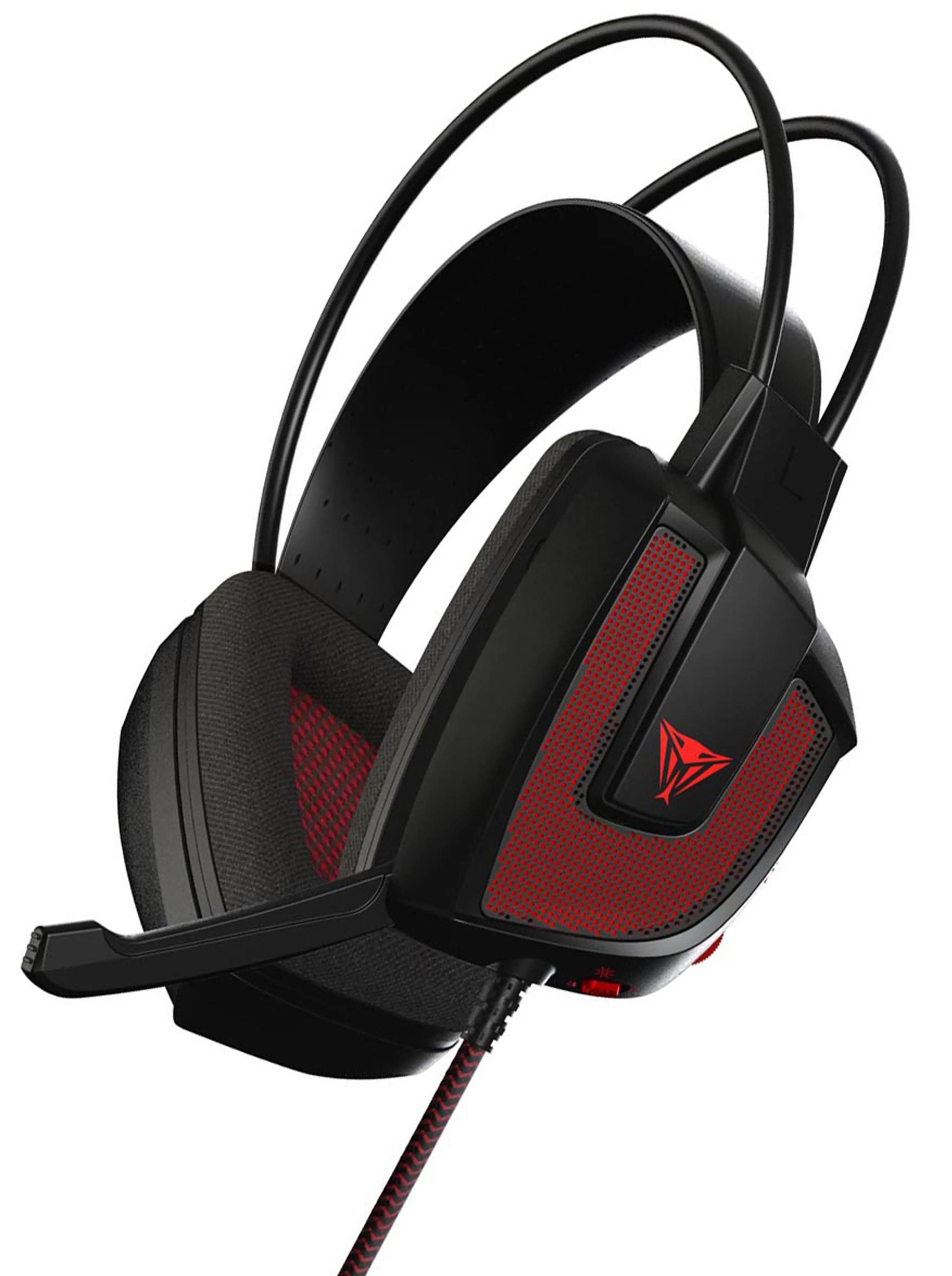Słuchawki przewodowe z mikrofonem Patriot Viper V360 Virtual 7.1 Nauszne Czarno-czerwony