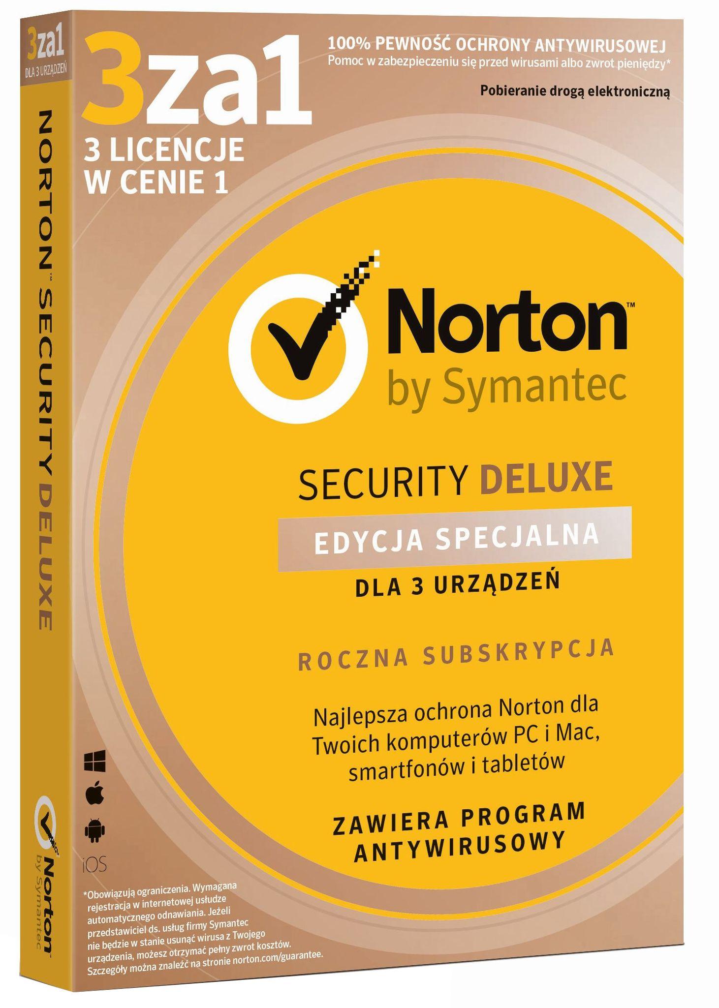 Norton Security Deluxe Edycja Specjalna 3PC/1Rok (klucz)